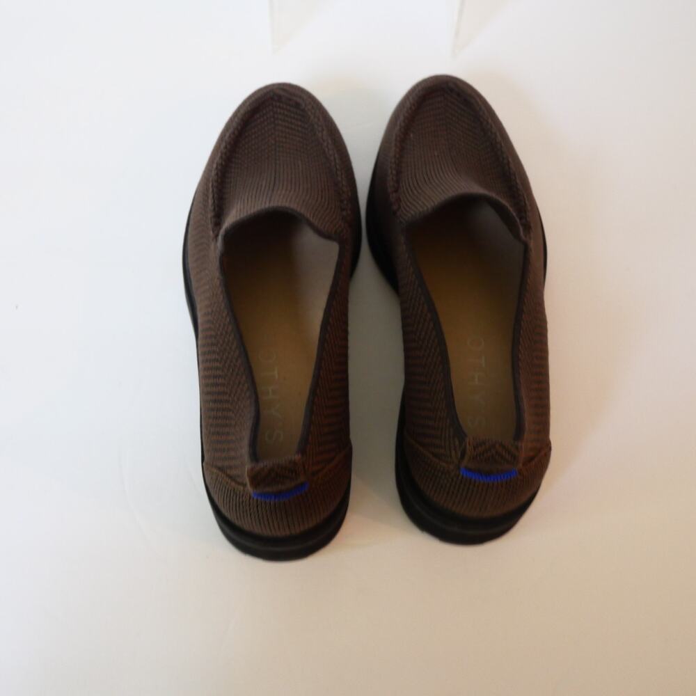 Rothy's Women's 6 Lug Loafer Brown Herringbone Chunky Heel Slip On Shoes NEW - Picture 4 of 13